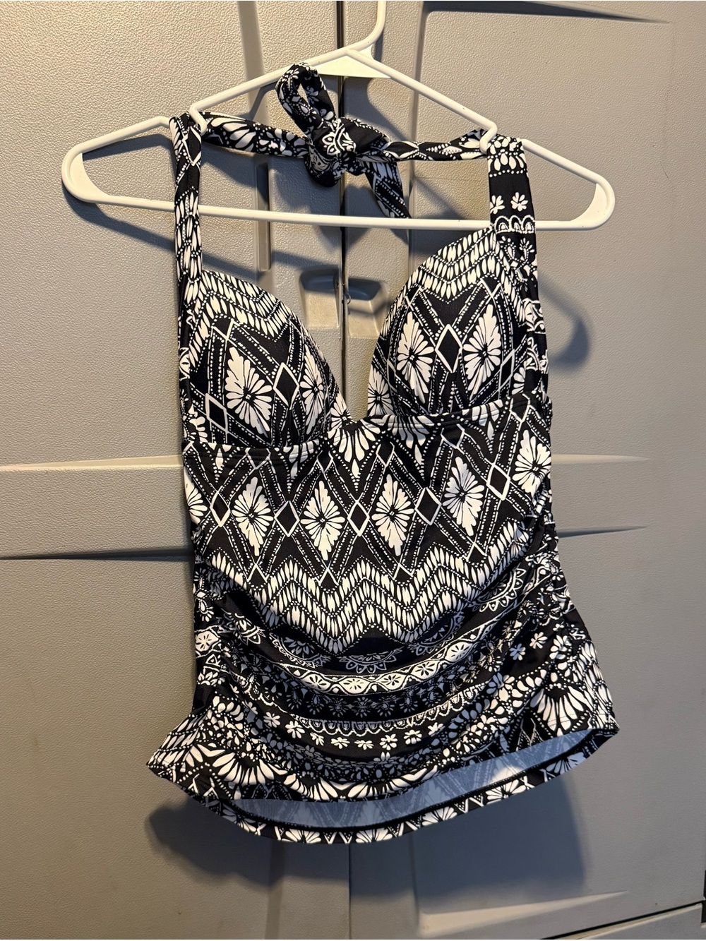 St. John's Bay Black and White Patterned Halter Camisole